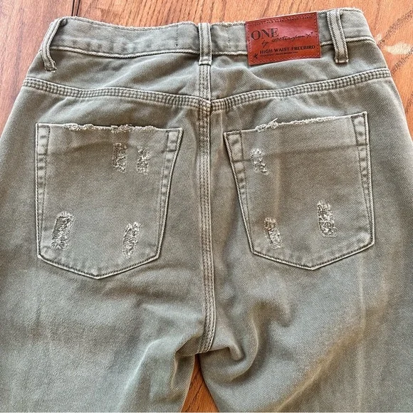 NWT One Teaspoon Freebirds Distressed High Waisted Pants Jeans Super Khaki Sz 27 - Picture 16 of 16